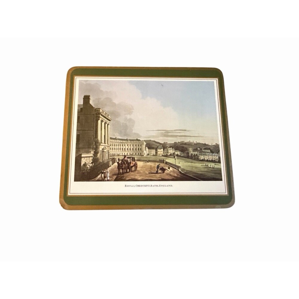 Pimpernel English Village Bath Placemat Cork Back Green 9x8”  Made In England